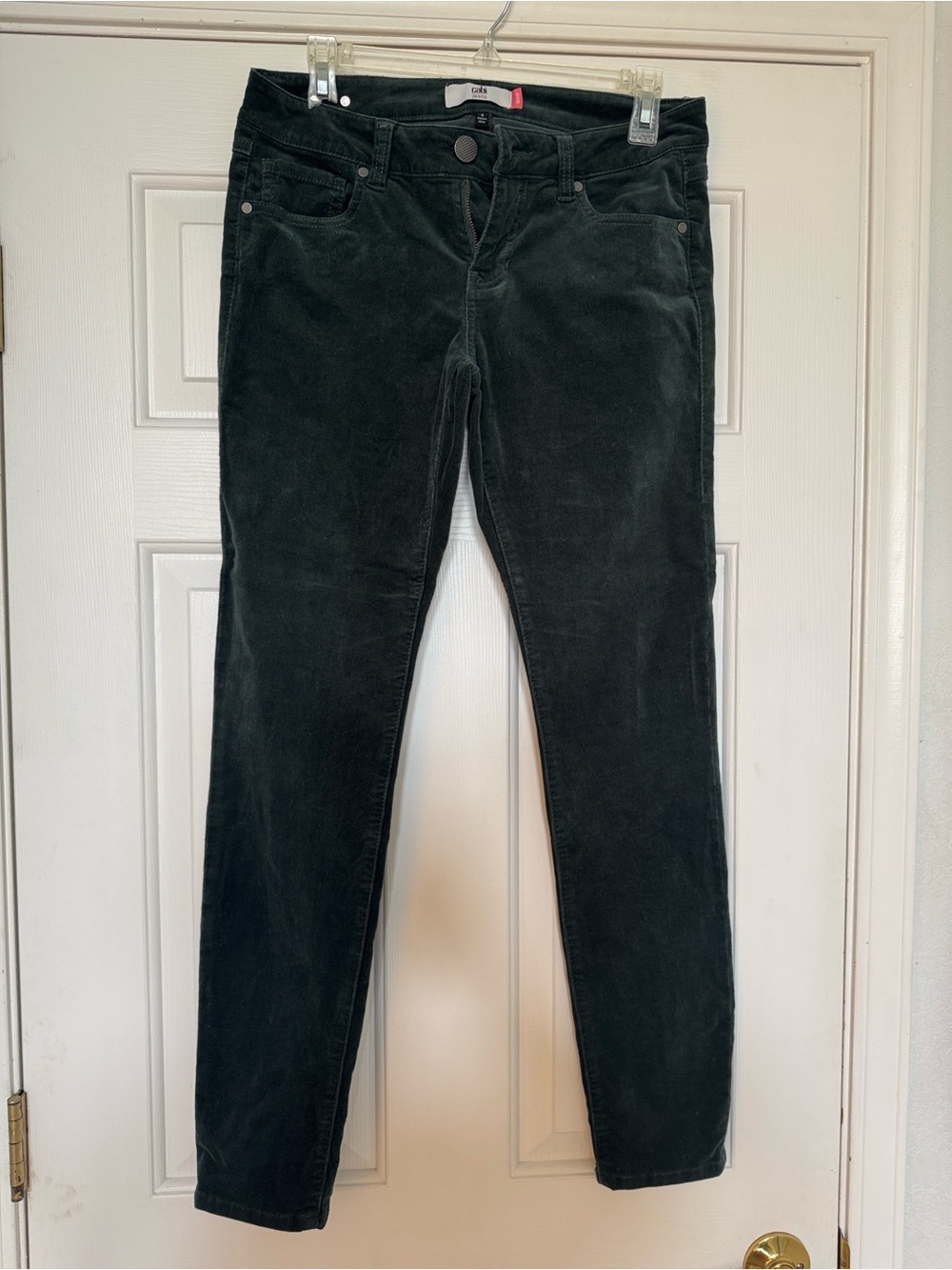 CAbi Dark Forest Green Corduroy Skinny Pants